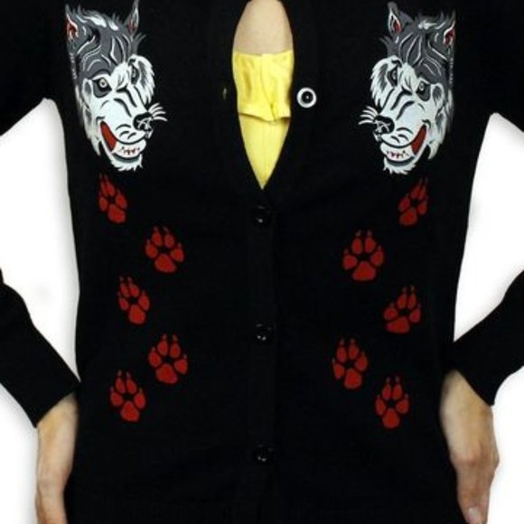Big Bad Wolf Ladies Cardigan- Medium- Black - Picture 3 of 6